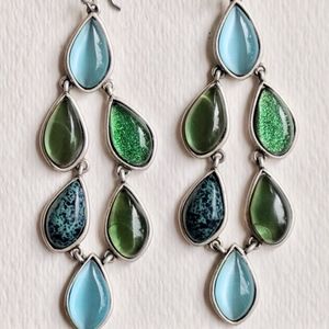 earrings 3" hanging blue green LIZ CLAIBORNE